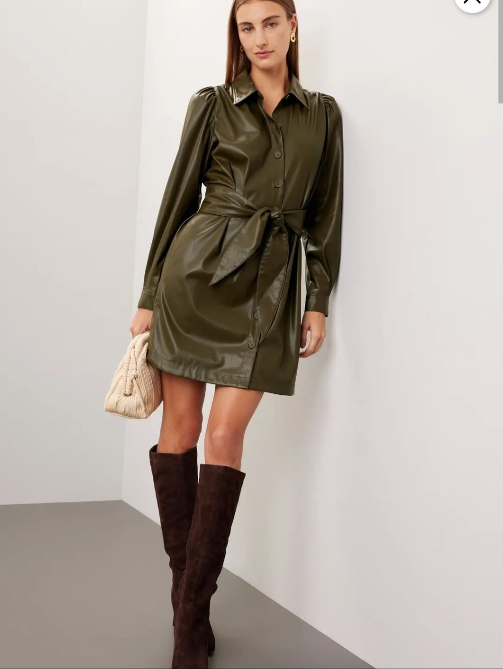 PETER SOM LEATHER SHIRT DRESS SIZE 4 MSRP $355